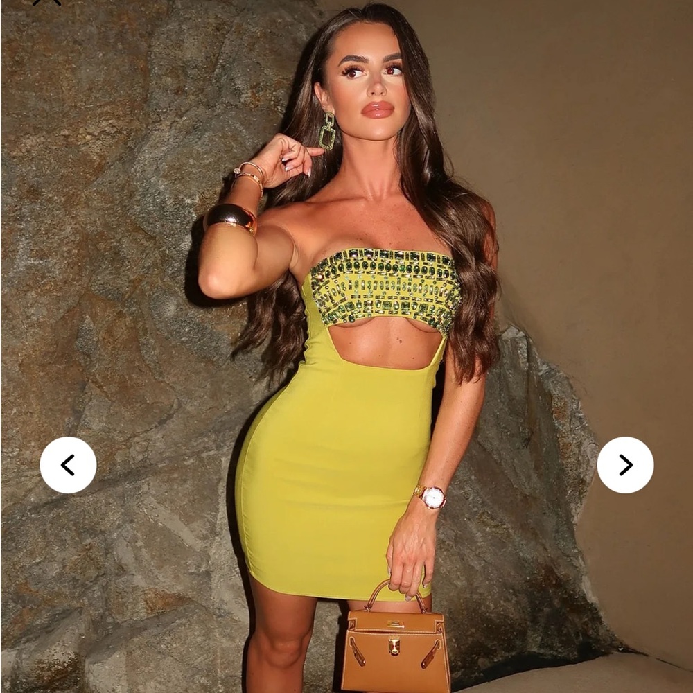 NWT Rhinestone Cutout Mini Dress